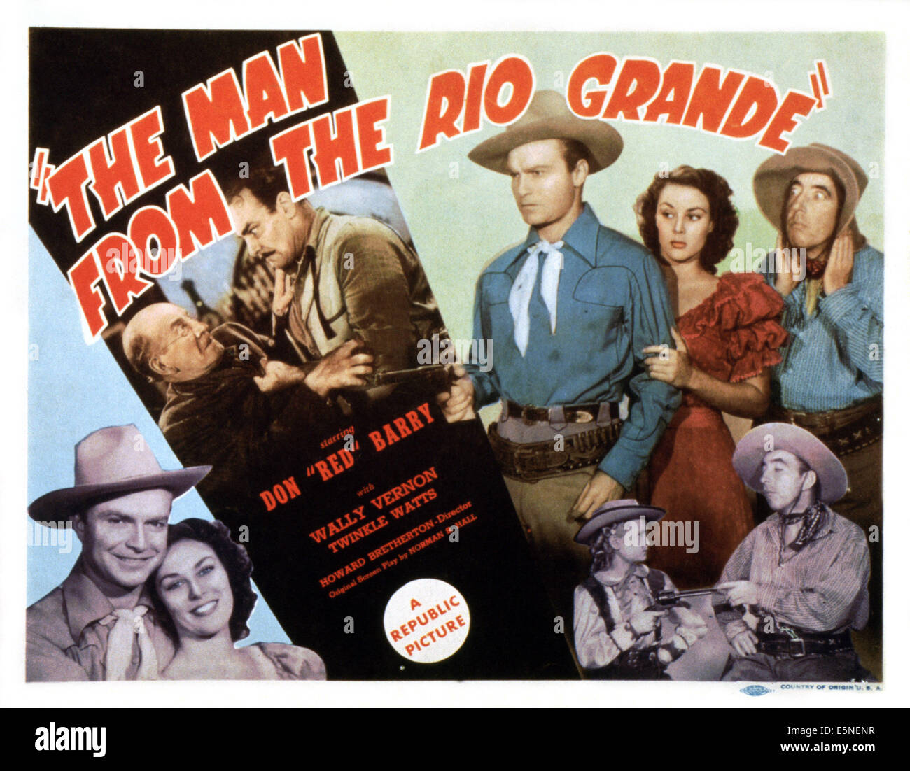THE MAN FROM THE RIO GRANDE, bottom left: Don Barry; bottom right: Twinkle Watts, Wally Vernon,  1943 Stock Photo