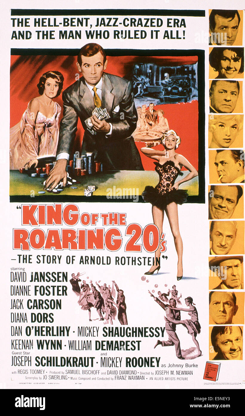 KING OF THE ROARING 20'S: THE STORY OF ARNOLD ROTHSTEIN, from left: Dianne Foster, David Janssen, Diana Dors, right from top: Stock Photo