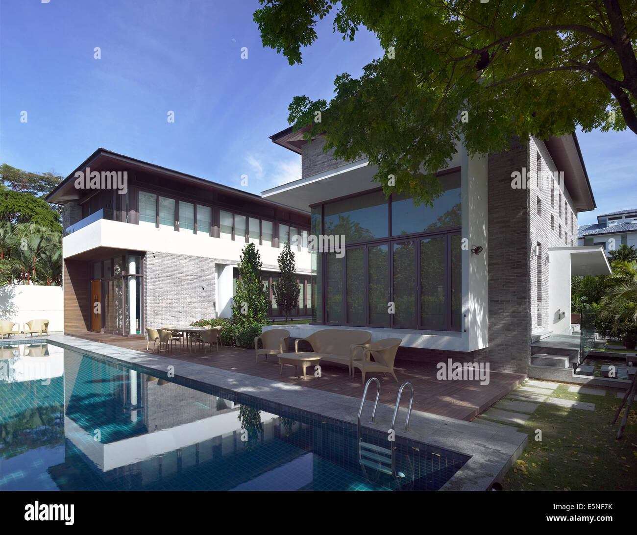 Swimming pool in grounds of Leedon Road Residence, Singapore Stock