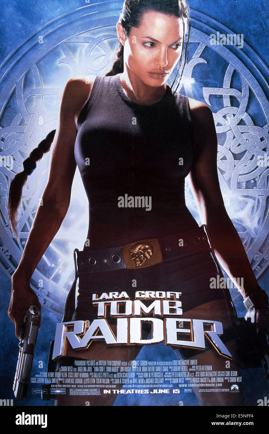 LARA CROFT: TOMB RAIDER, U.S. poster, Angelina Jolie, 2001, ©Paramount/courtesy Everett Collection Stock Photo