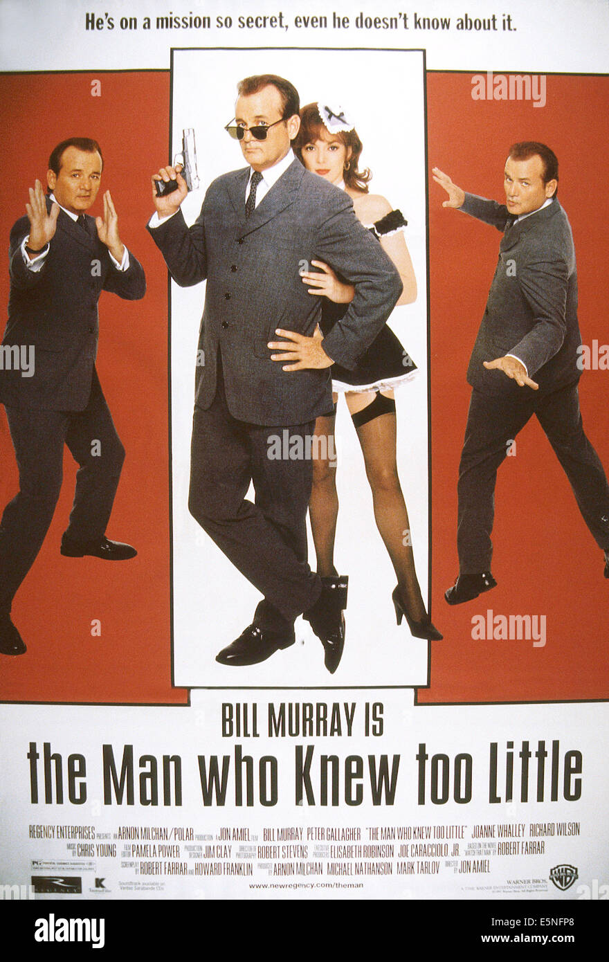 THE MAN WHO KNEW TOO LITTLE, U.S. poster, Bill Murray, Joanne Whalley,  1997. ©Warner Brothers/courtesy Everett Collection Stock Photo