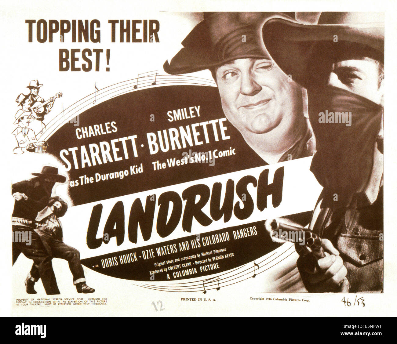 LANDRUSH, Smiley Burnette, Charles Starrett,  1946 Stock Photo