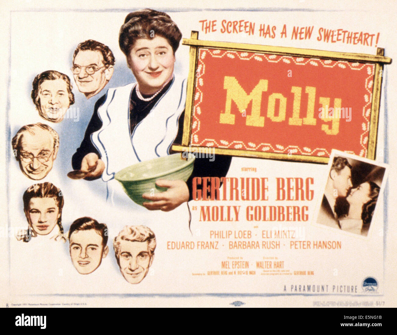MOLLY, (aka THE GOLDBERGS), Gertrude Berg, Philip Loeb, Eli Mintz, Sarah Krohner, Larry Robinson, Arlene McQuade, 1950 Stock Photo