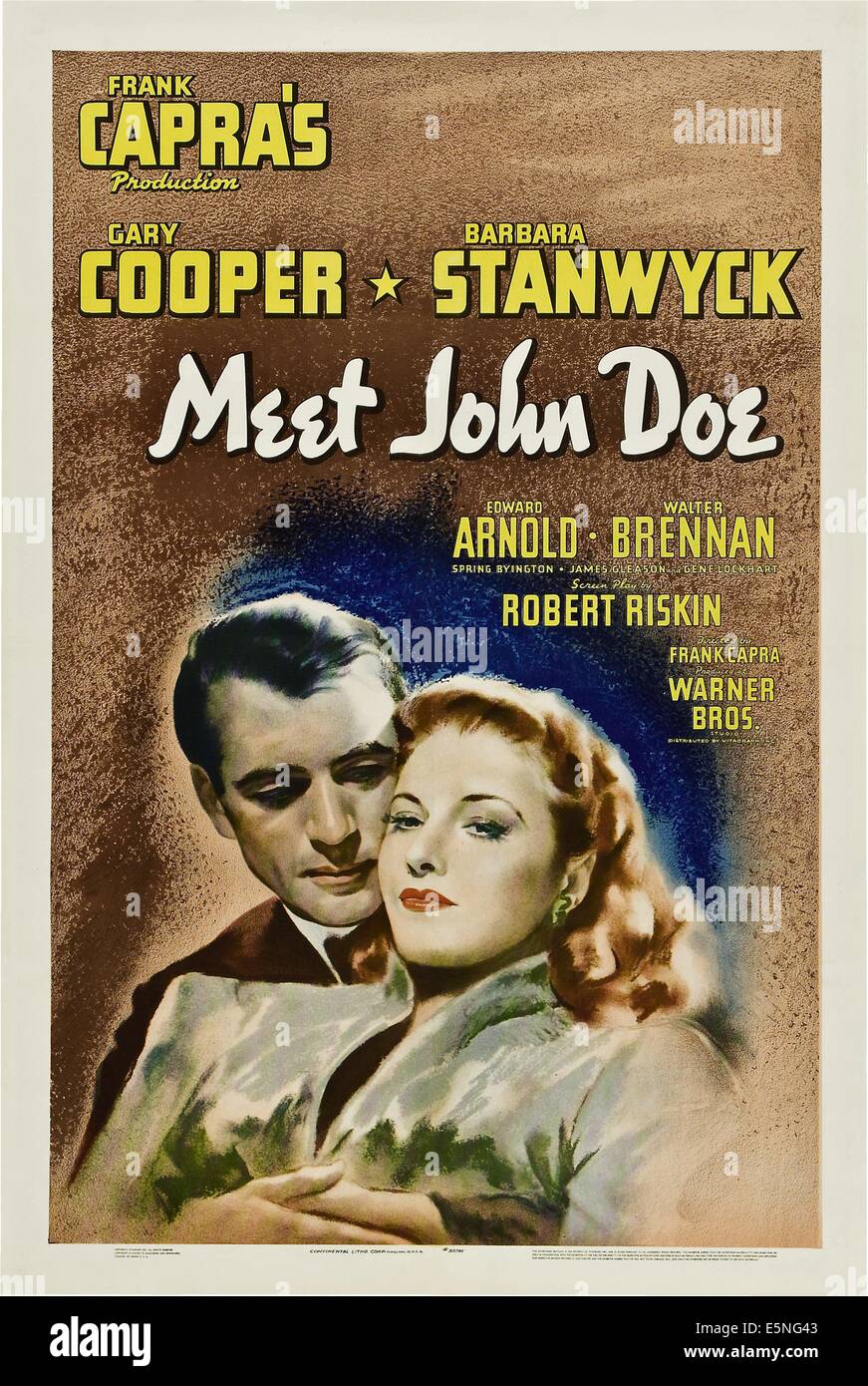 MEET JOHN DOE, Poster Art, Gary Cooper, Barbara Stanwyck, 1941 Stock Photo