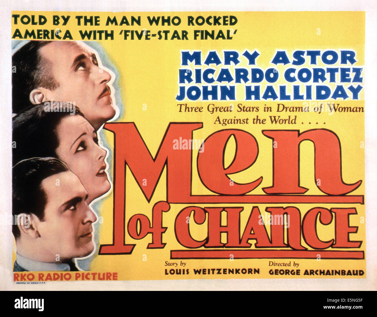 MEN OF CHANCE, US lobbycard, from top: John Halliday, Mary Astor, Ricardo Cortez, 1931 Stock Photo