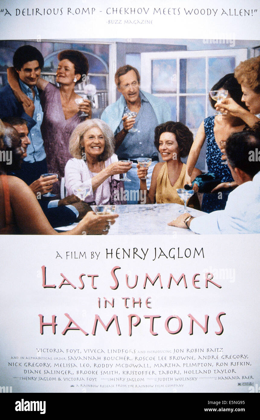 LAST SUMMER IN THE HAMPTONS, from left: Roddy McDowall (seated), Jon robin Baitz, Diane Salinger, Viveca Lindfors, Andre Stock Photo