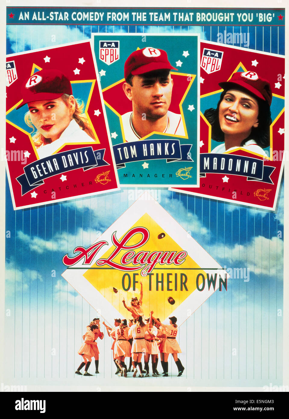 A LEAGUE OF THEIR OWN, Geena Davis, Tom Hanks, Madonna, 1992. (c) Columbia  Pictures/ Courtesy: Everett Collection Stock Photo - Alamy