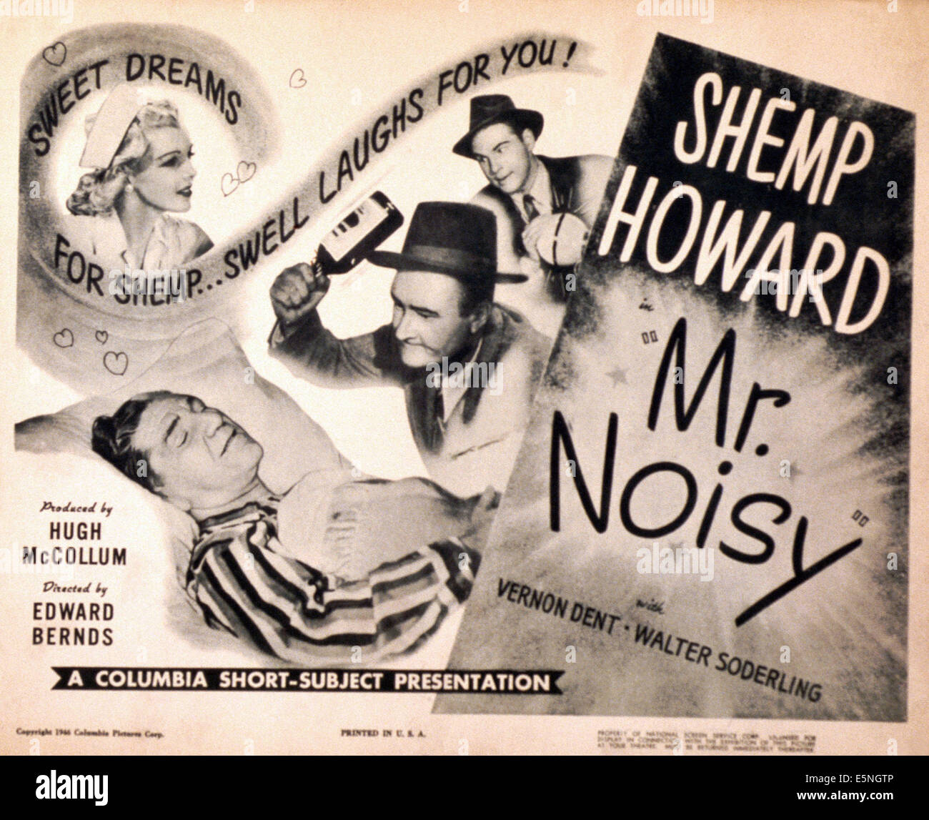 MR. NOISY, US poster, Dolores Moran (top), Shemp Howard (bottom), 1946 Stock Photo