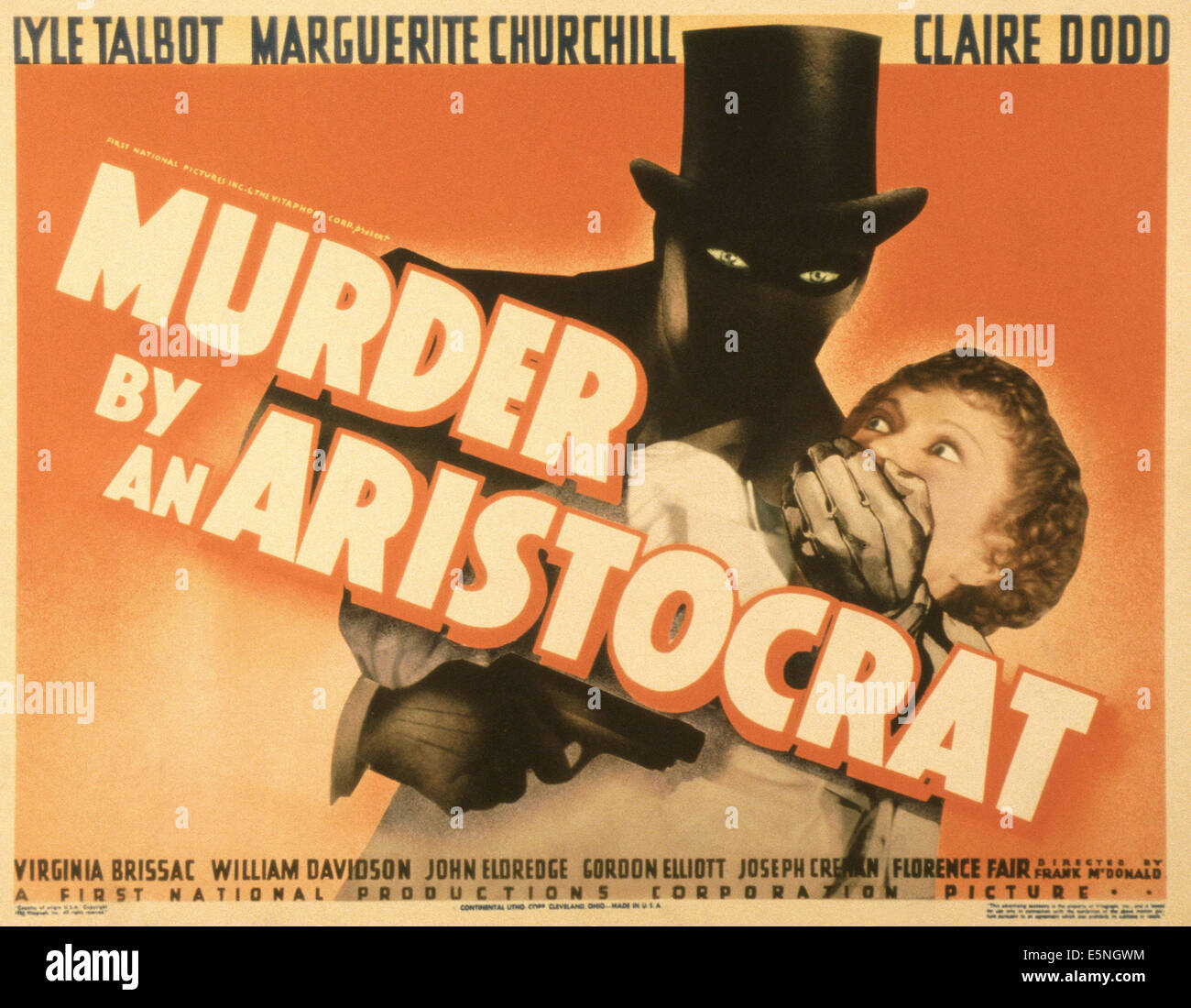 MURDER BY AN ARISTOCRAT, US poster, Marguerite Churchill, 1936 Stock Photo