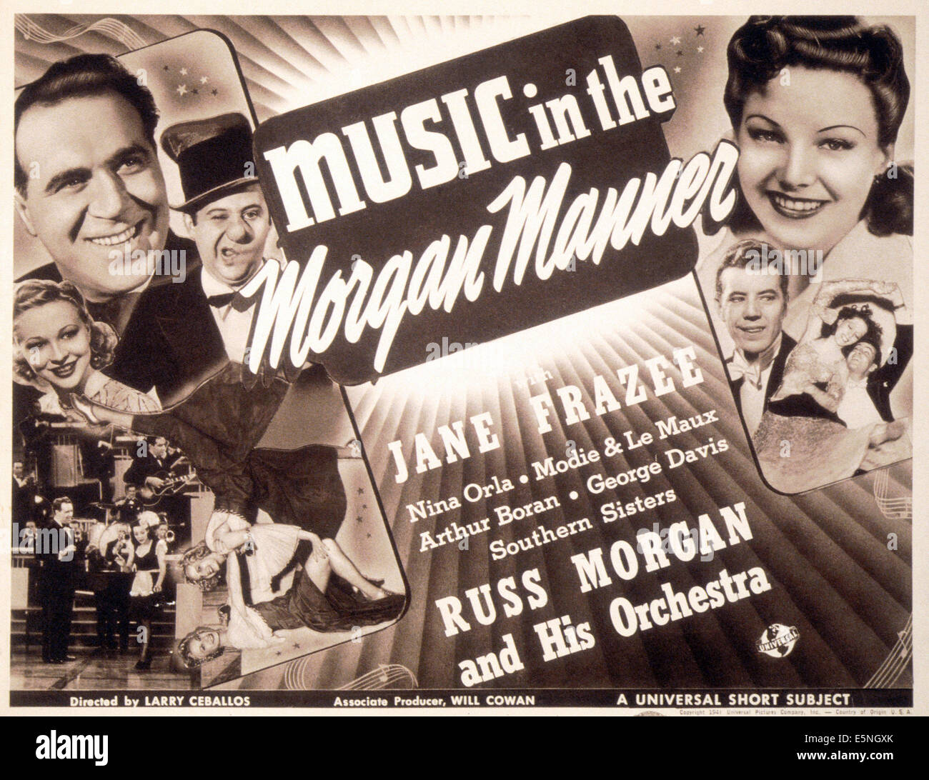 MUSIC IN THE MORGAN MANNER, US poster, Russ Morgan (top left), Jane Frazee (top right), 1941 Stock Photo