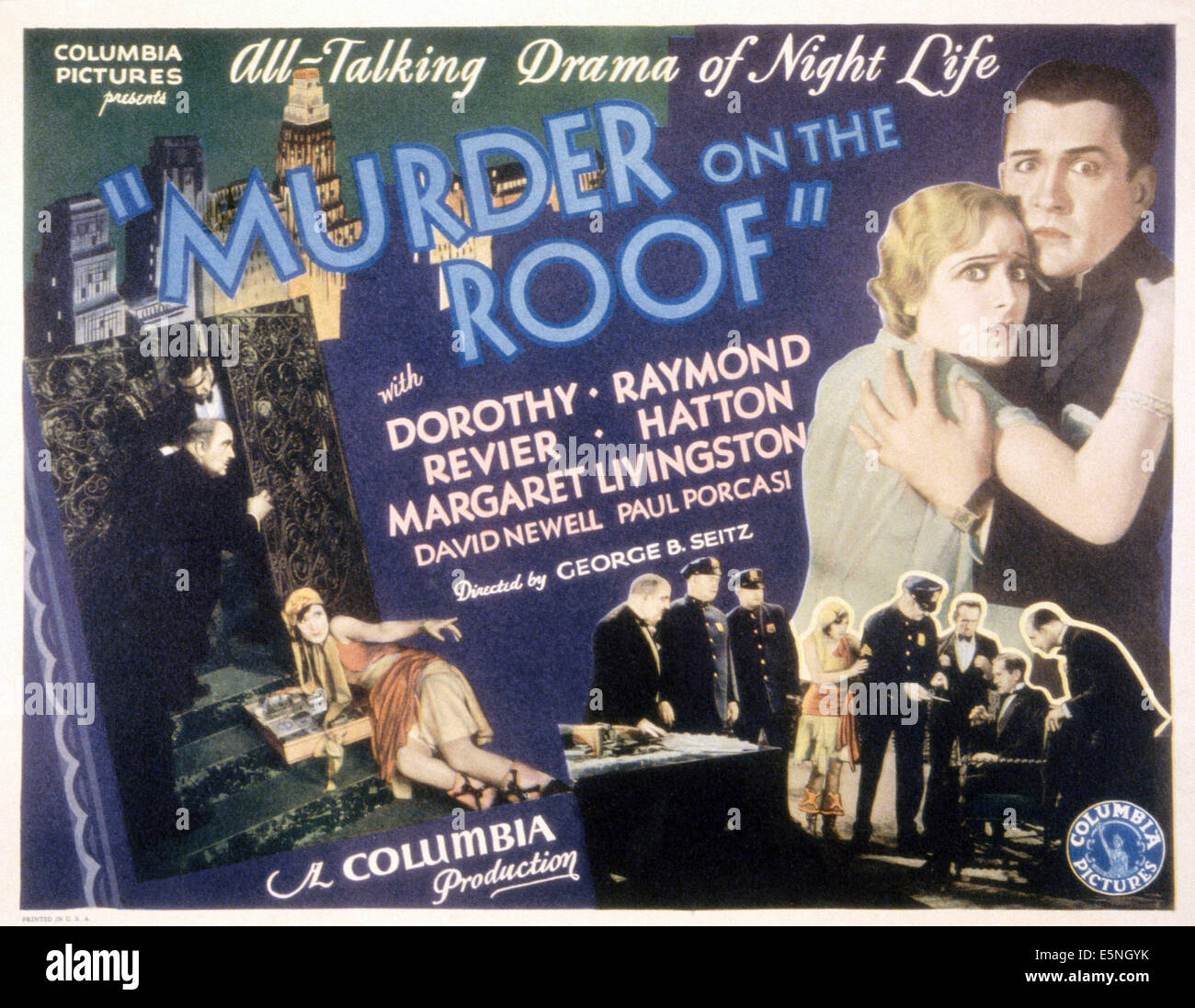 MURDER ON THE ROOF, US poster, embracing from left: Dorothy Revier, David Newell, 1930 Stock Photo