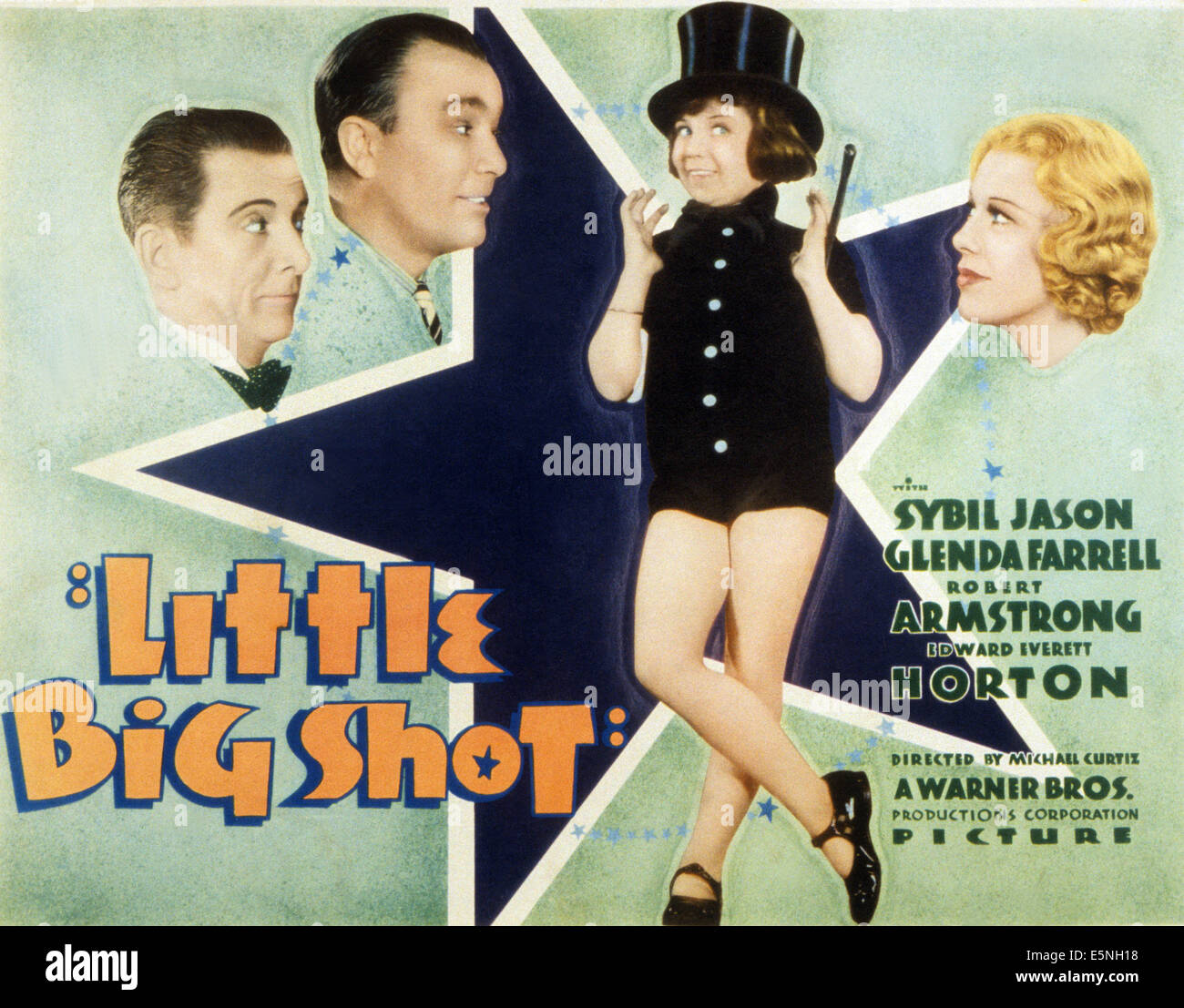 LITTLE BIG SHOT, l-r: Edward Everett Horton, Robert Armstrong, Sybil Jason, Glenda Farrell, poster art, 1935. Stock Photo