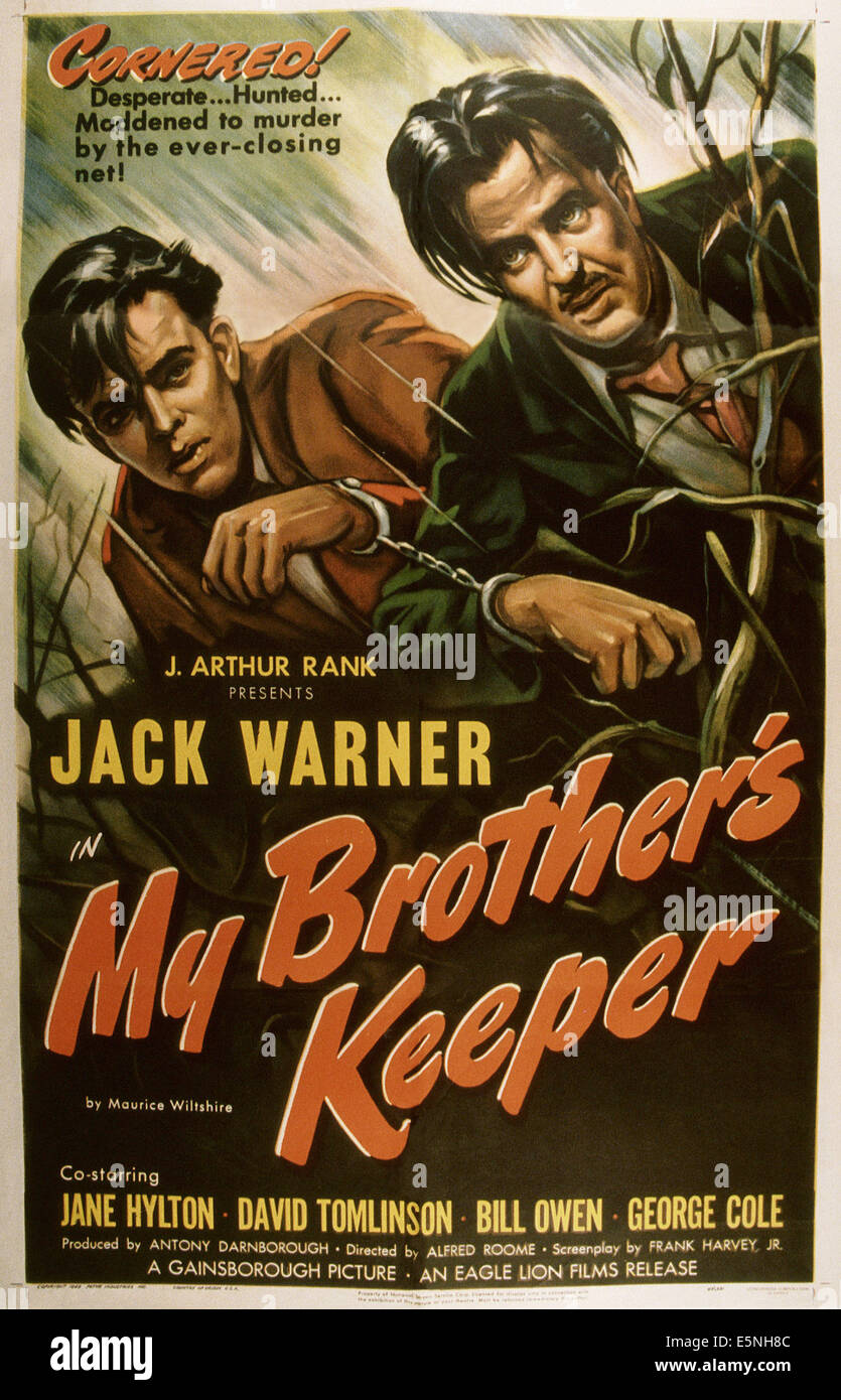MY BROTHER'S KEEPER, US poster, from left: George Cole, Jack Warner, 1948 Stock Photo