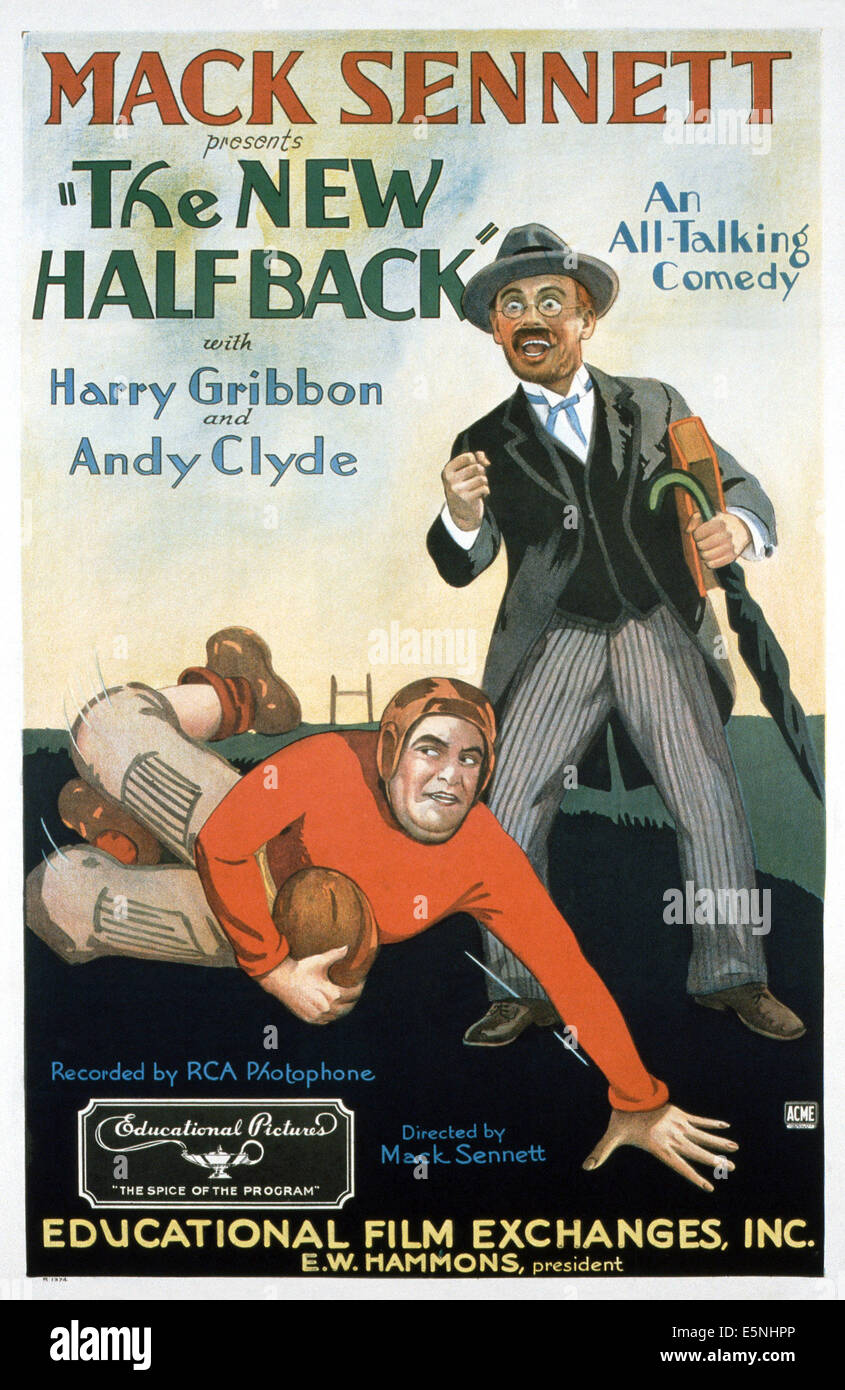 THE NEW HALFBACK, US poster, from left: Harry Gribbon, Andy Clyde, 1929 Stock Photo