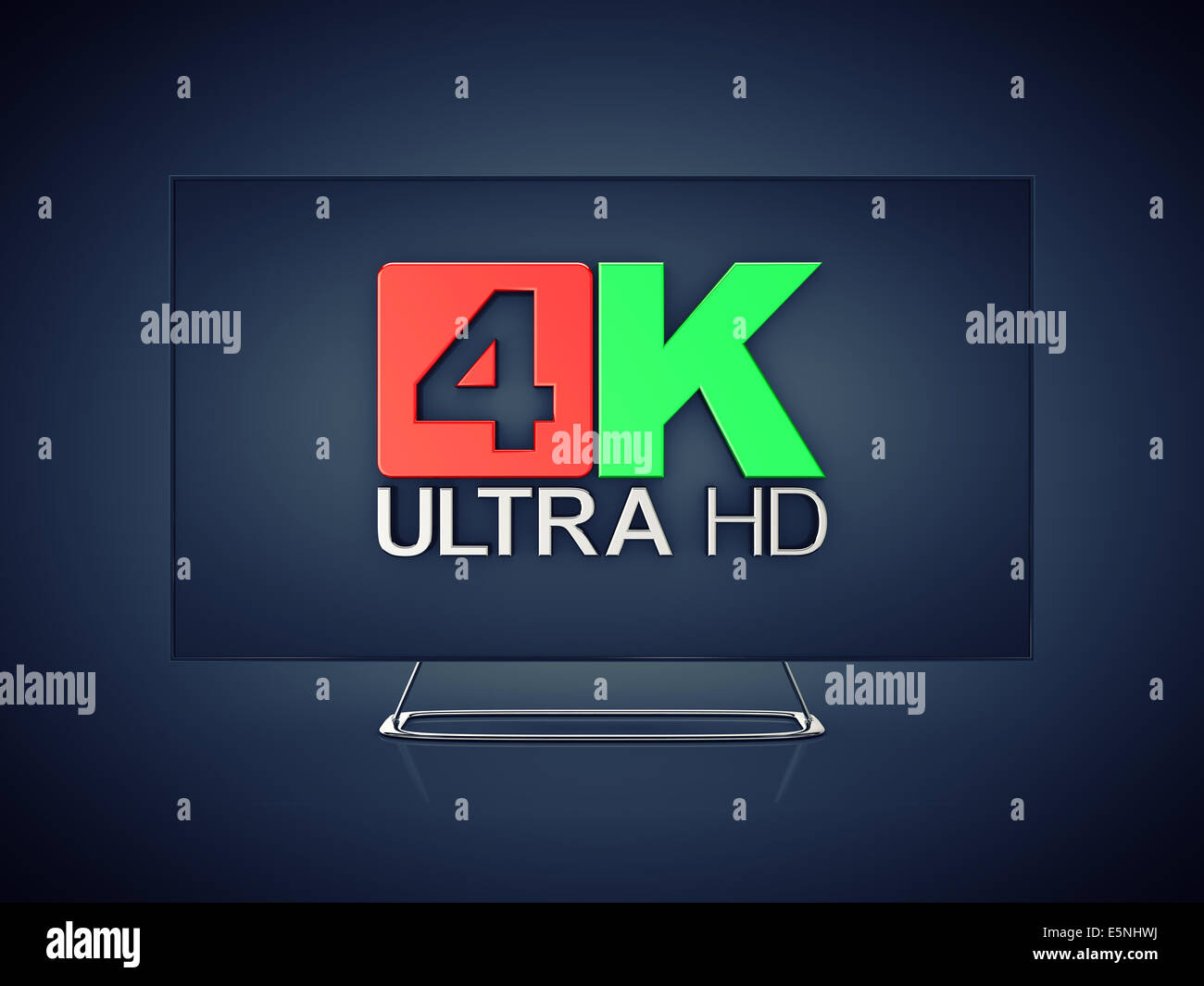 4K Ultra HD screen tv on dark background , Ultra High Definition display Stock Photo