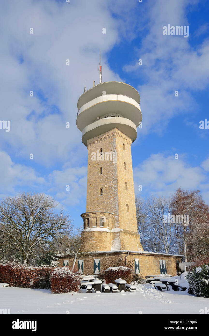 Longinus Tower in winter, Nottuln, Baumberge, Munsterland, North Rhine