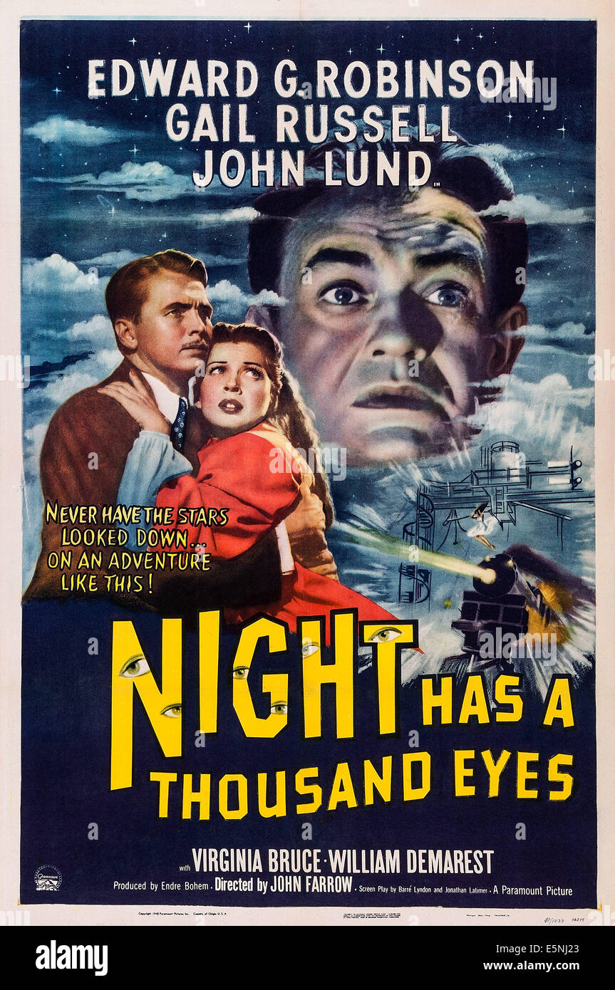 NIGHT HAS A THOUSAND EYES, John Lund, Gail Russell, Edward G. Robinson, 1948 Stock Photo