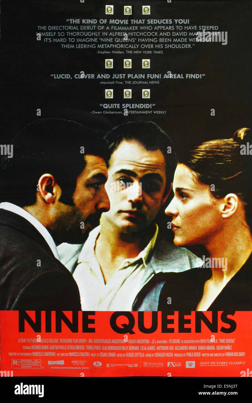 NINE QUEENS, (aka NUEVE REINAS), US poster, Ricardo Darin, Gaston Pauls, Leticia Bredice, 2000. ©Sony Pictures Stock Photo