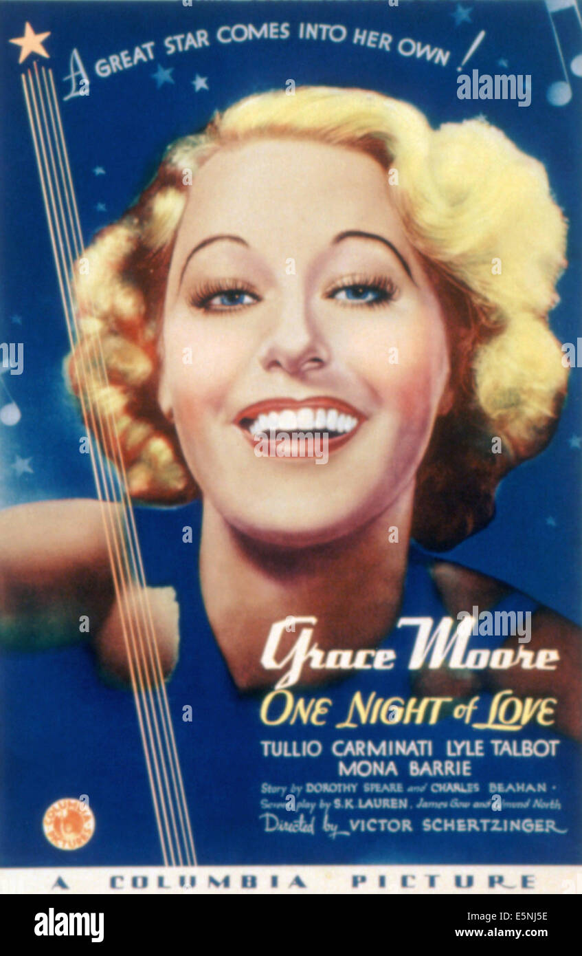 ONE NIGHT OF LOVE, Grace Moore, 1934 Stock Photo