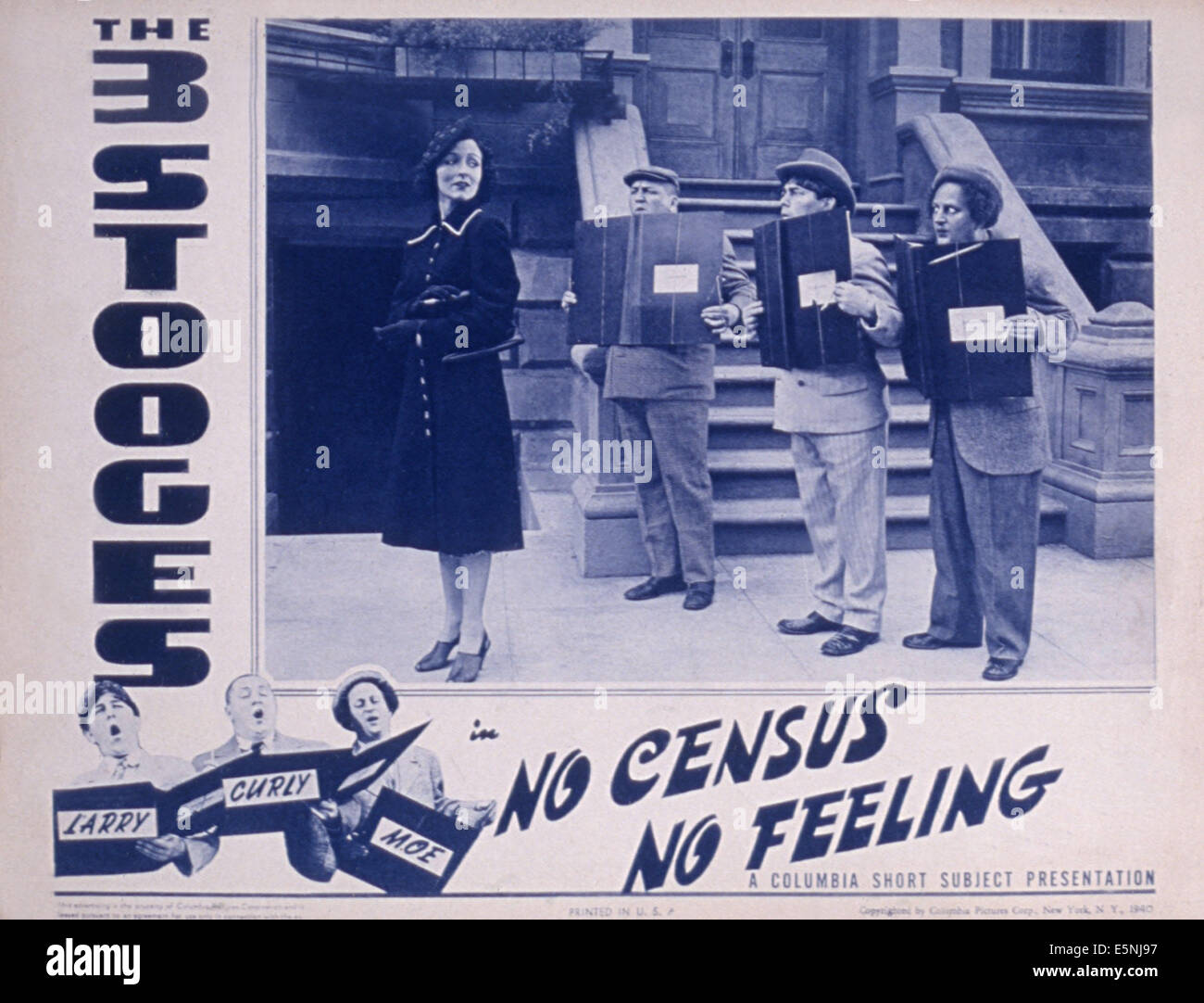NO CENSUS, NO FEELING, Evelyn Young, Curly Howard, Moe Howard, Larry Fine (The Three Stooges), 1940 Stock Photo