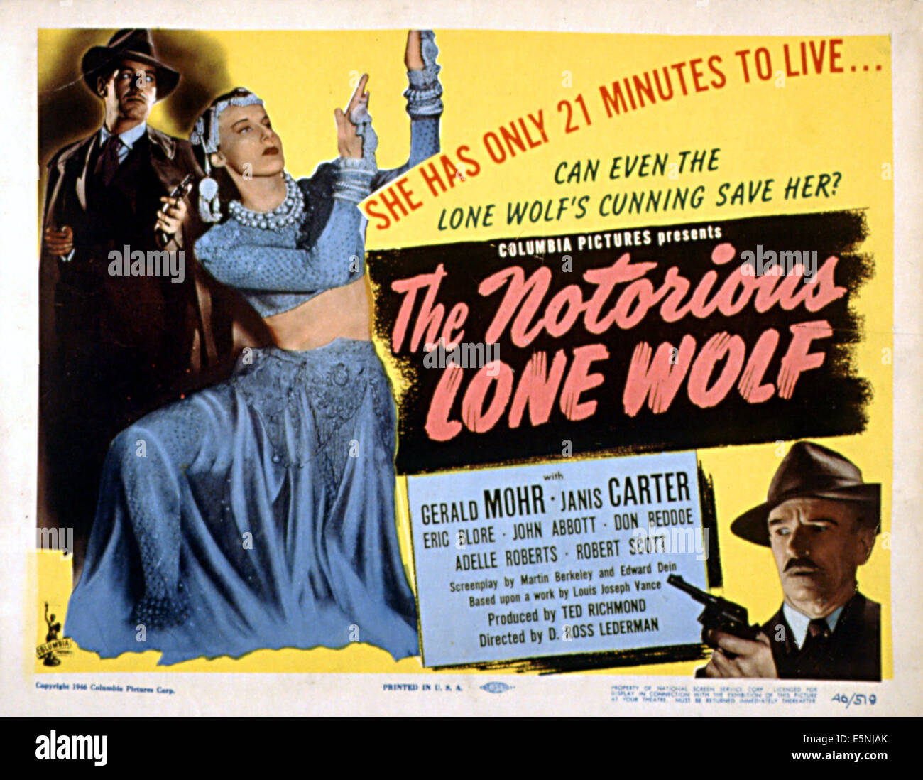 THE NOTORIOUS LONE WOLF, Gerald Mohr, Janis Carter, 1946 Stock Photo