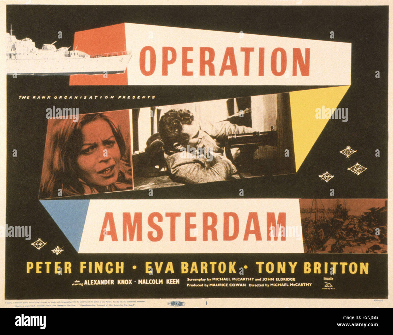 OPERATION AMSTERDAM, US poster, from left: Eva Bartok, Peter Finch, 1959, TM & Copyright © 20th Century Fox Film Corp./courtesy Stock Photo