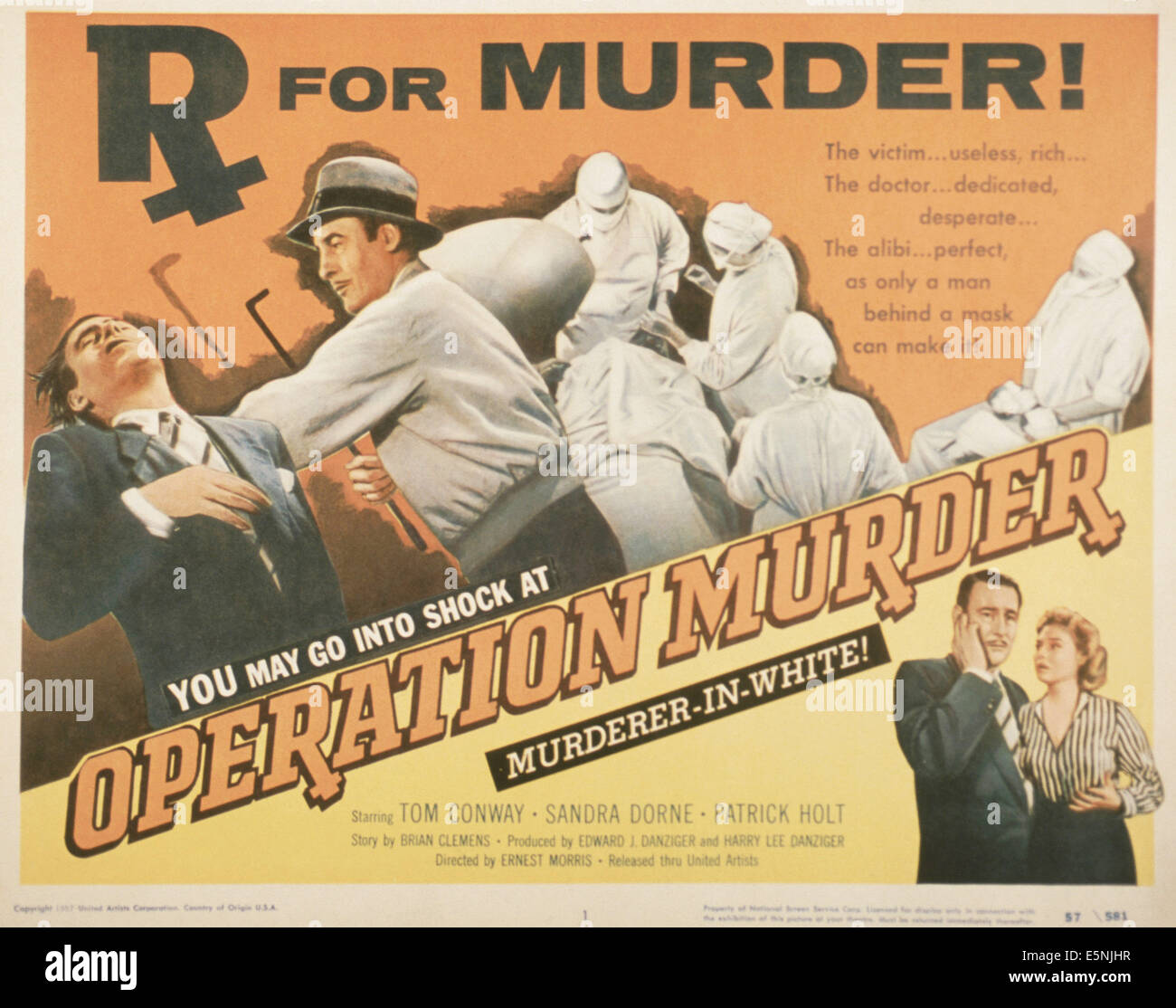 OPERATION MURDER, US poster, Tom Conway (top right), bottom from left: Tom Conway, Sandra Dorne, 1957 Stock Photo