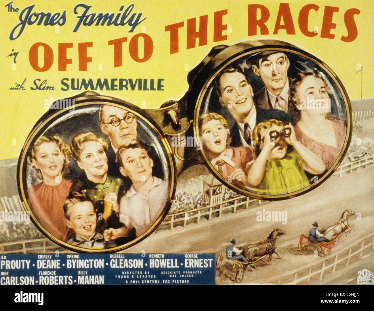 OFF TO THE RACES, from left, Shirley Deane, Billy Mahan, Spring Byington, Jed Prouty, George Ernest, June Carlson, Kenneth Stock Photo