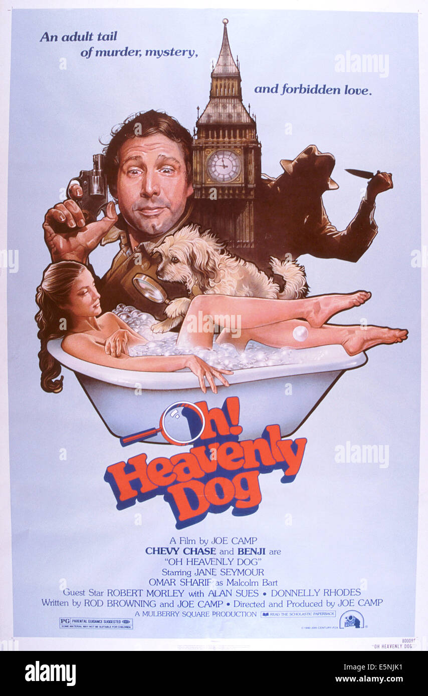 OH HEAVENLY DOG, US poster, Jane Seymour (in tub), Benji the dog, Chevy Chase, 1980, TM & Copyright © 20th Century Fox Film Stock Photo