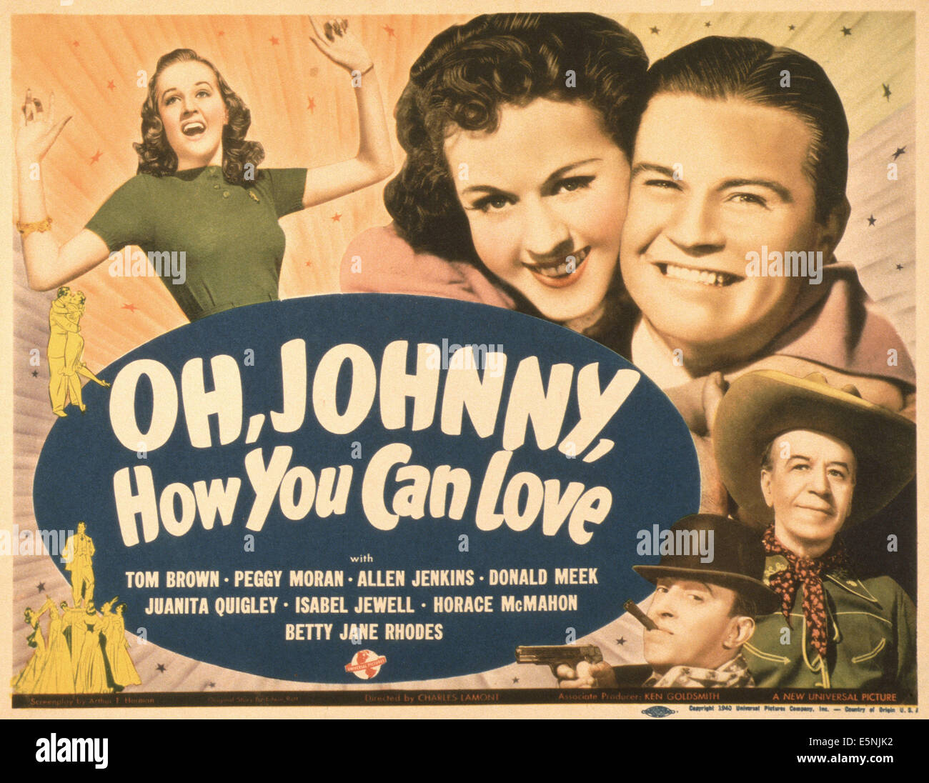 OH JOHNNY, HOW YOU CAN LOVE, US poster, from left: Betty Jane Rhodes, Peggy Moran, Tom Brown, Allen Jenkins (cigar), Donald Stock Photo