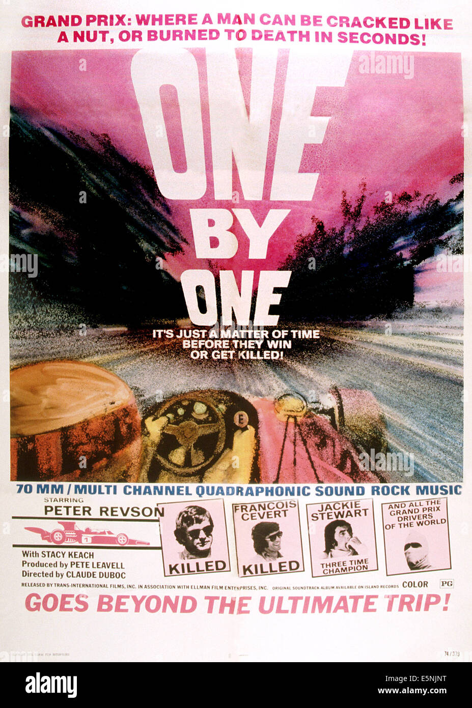 ONE BY ONE, US poster, Francois Cevert (bottom second left), Jackie Stewart (bottom second right), 1975 Stock Photo