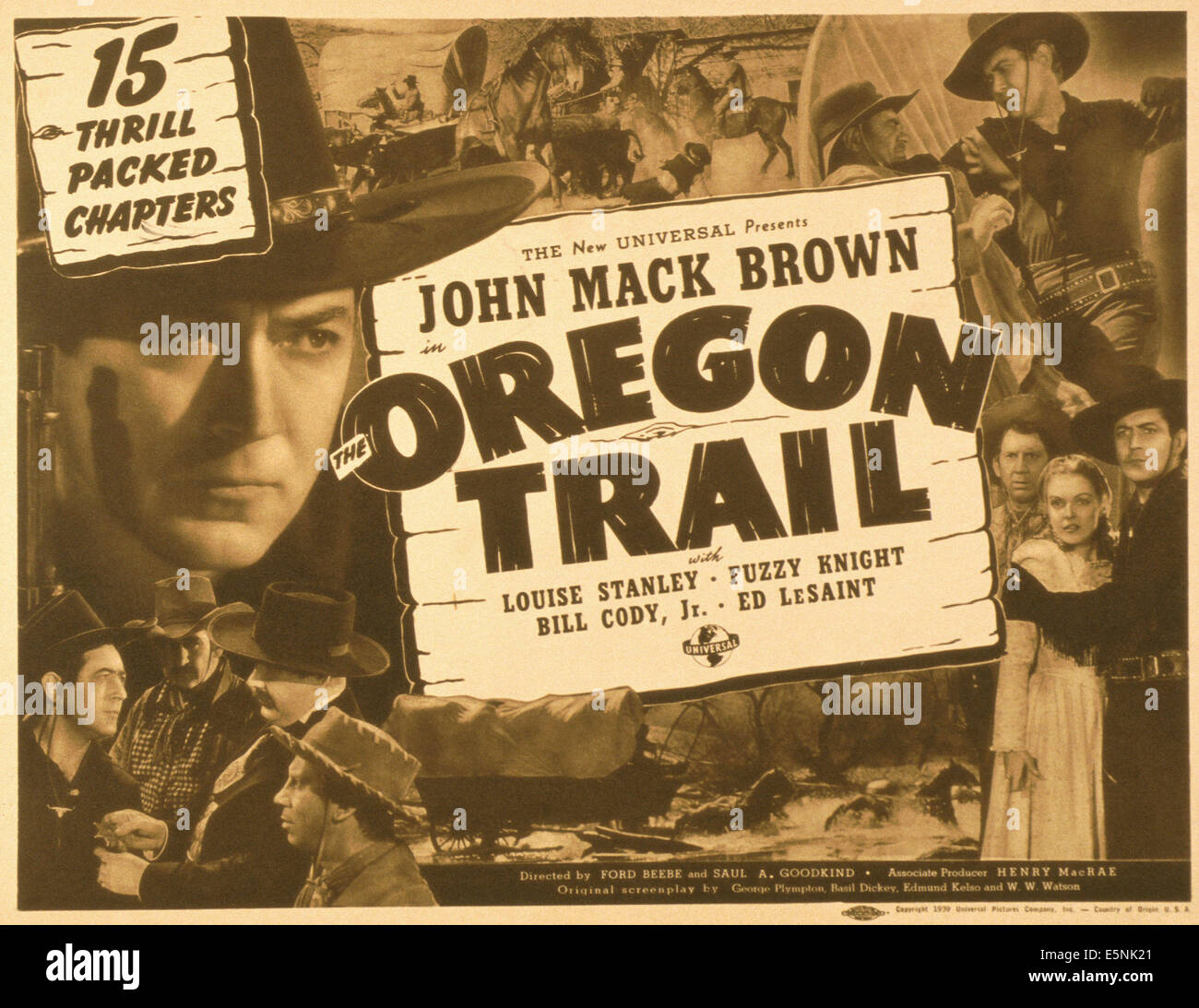 THE OREGON TRAIL, US poster, Johnny Mack Brown (top left), bottom right