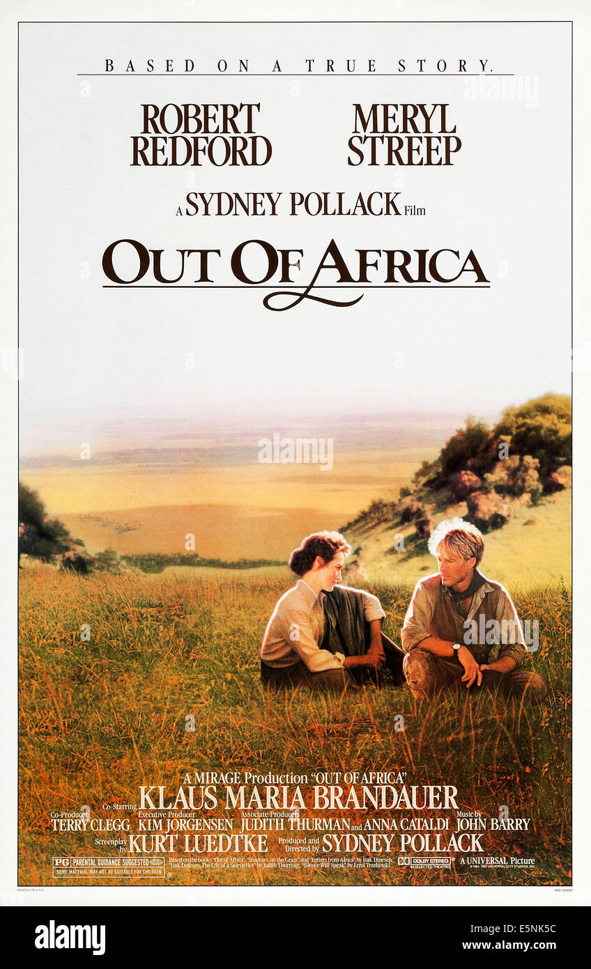 OUT OF AFRICA, US poster art, from left: Meryl Streep, Robert Redford, 1985. © MCA/Universal: Courtesy Everett Collection. Stock Photo