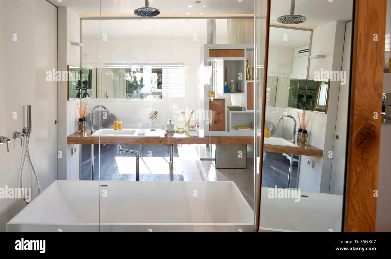 Sunlit bathroom in Amir Navon House, Israel Stock Photo Alamy