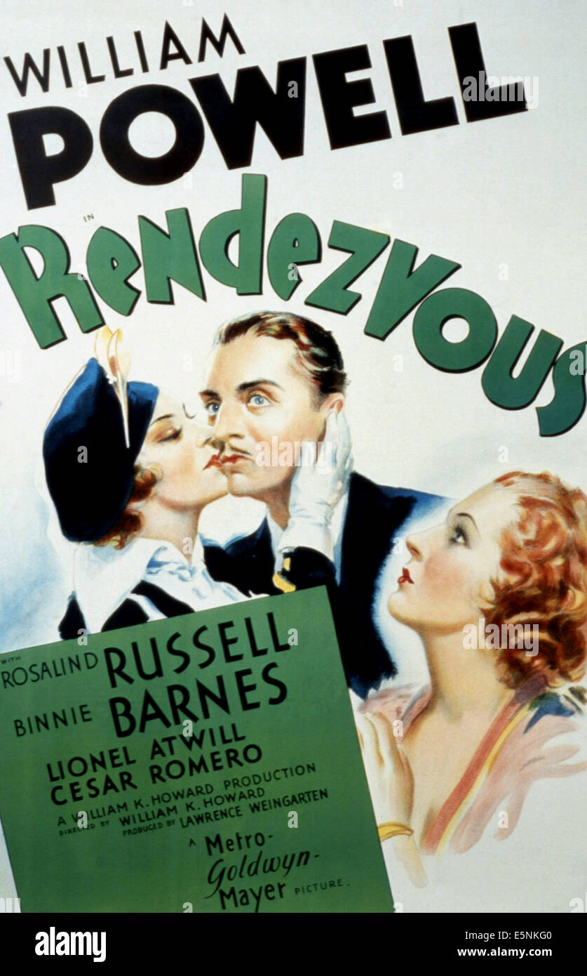 RENDEZVOUS, Rosalind Russell, William Powell, Binnie Barnes, 1935 Stock ...