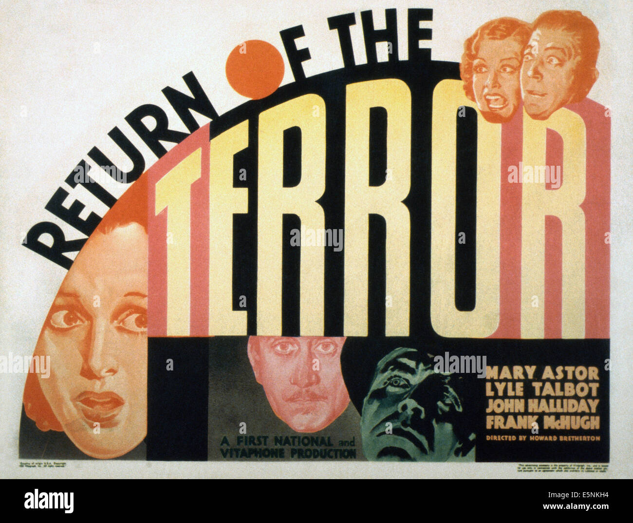RETURN OF THE TERROR, US lobbycard, from bottom left: Mary Astor, John Halliday, Lyle Talbot, 1934 Stock Photo