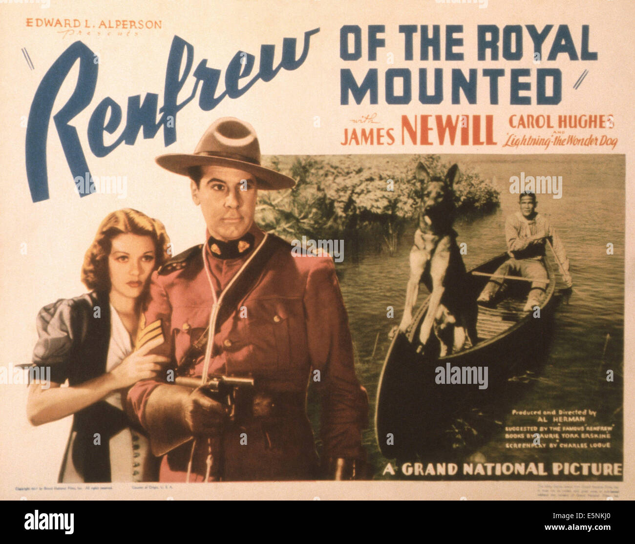 RENFREW OF THE ROYAL MOUNTED, US poster, from left: Carol Hughes, James Newill, 1937 Stock Photo