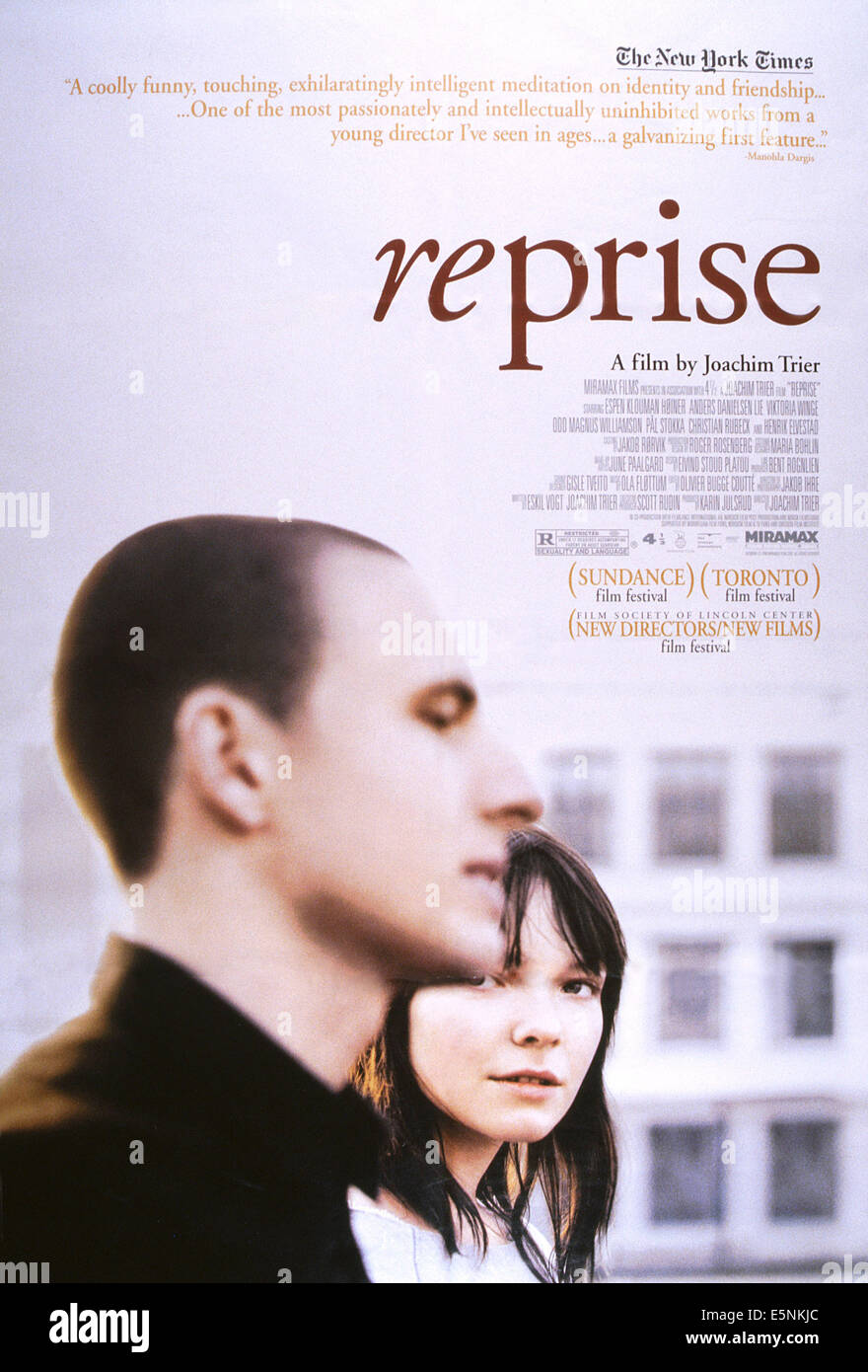 REPRISE, US poster, from left: Anders Danielsen Lie, Viktoria Winge, 2006, © Miramax/courtesy Everett Collection Stock Photo