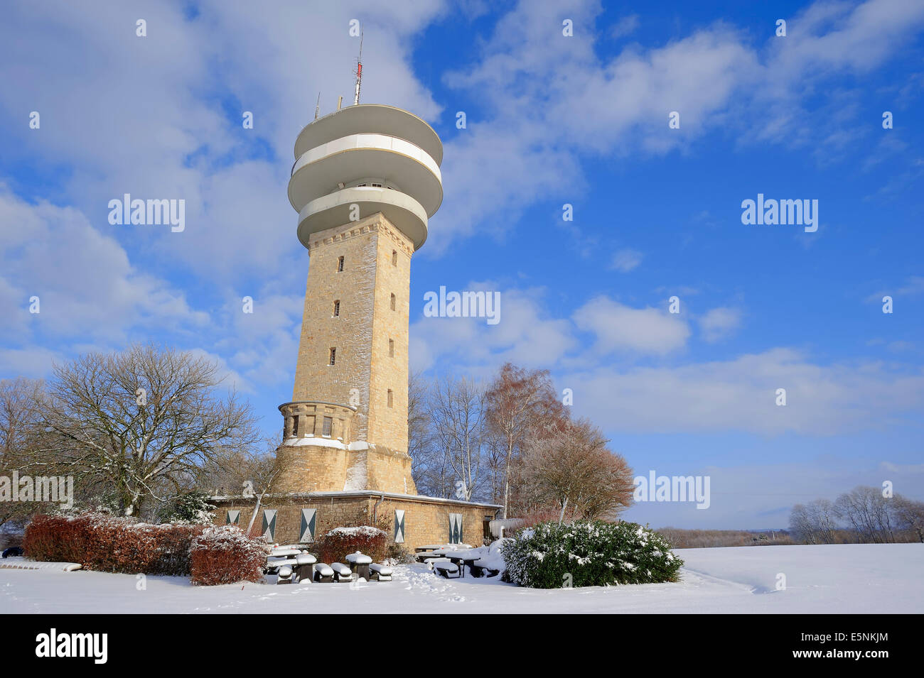 Longinus Tower in winter, Nottuln, Baumberge, Munsterland, North Rhine