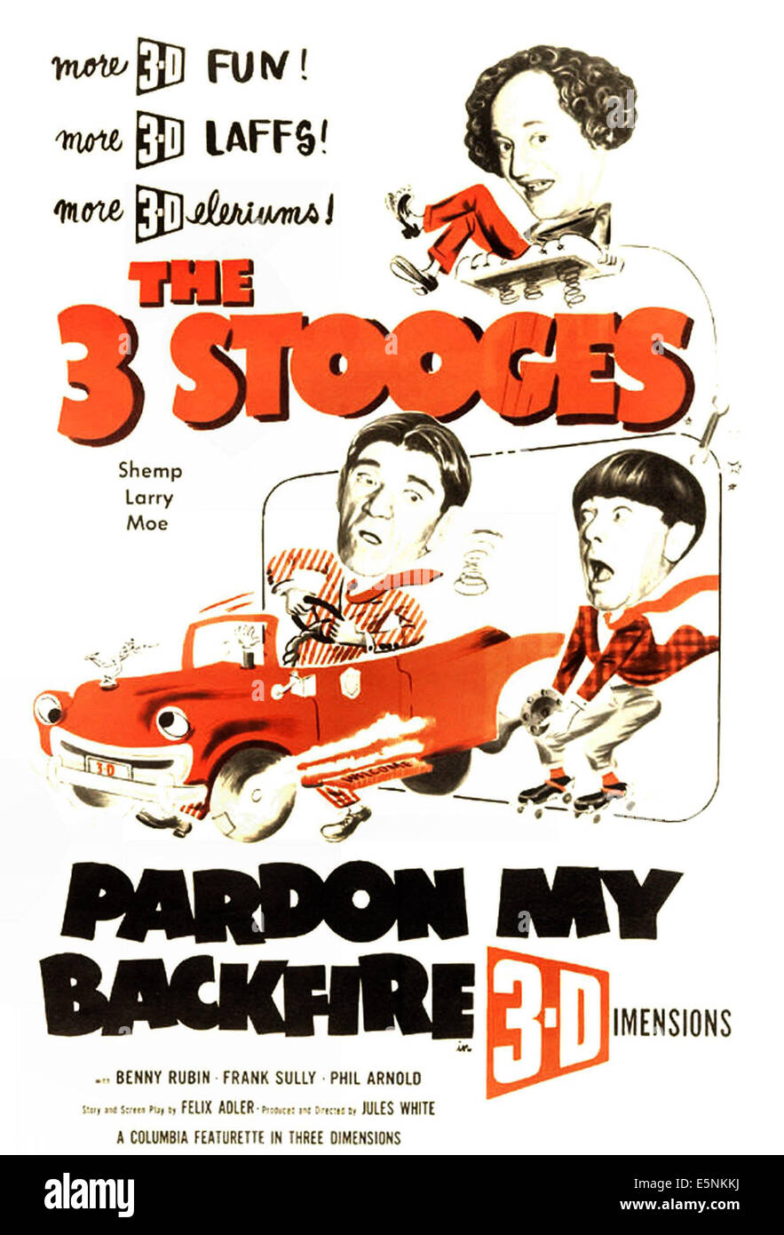 PARDON MY BACKFIRE, clockwise from top right: Larry Fine, Moe Howard, Shemp Howard, (The Three Stooges), 1953 Stock Photo