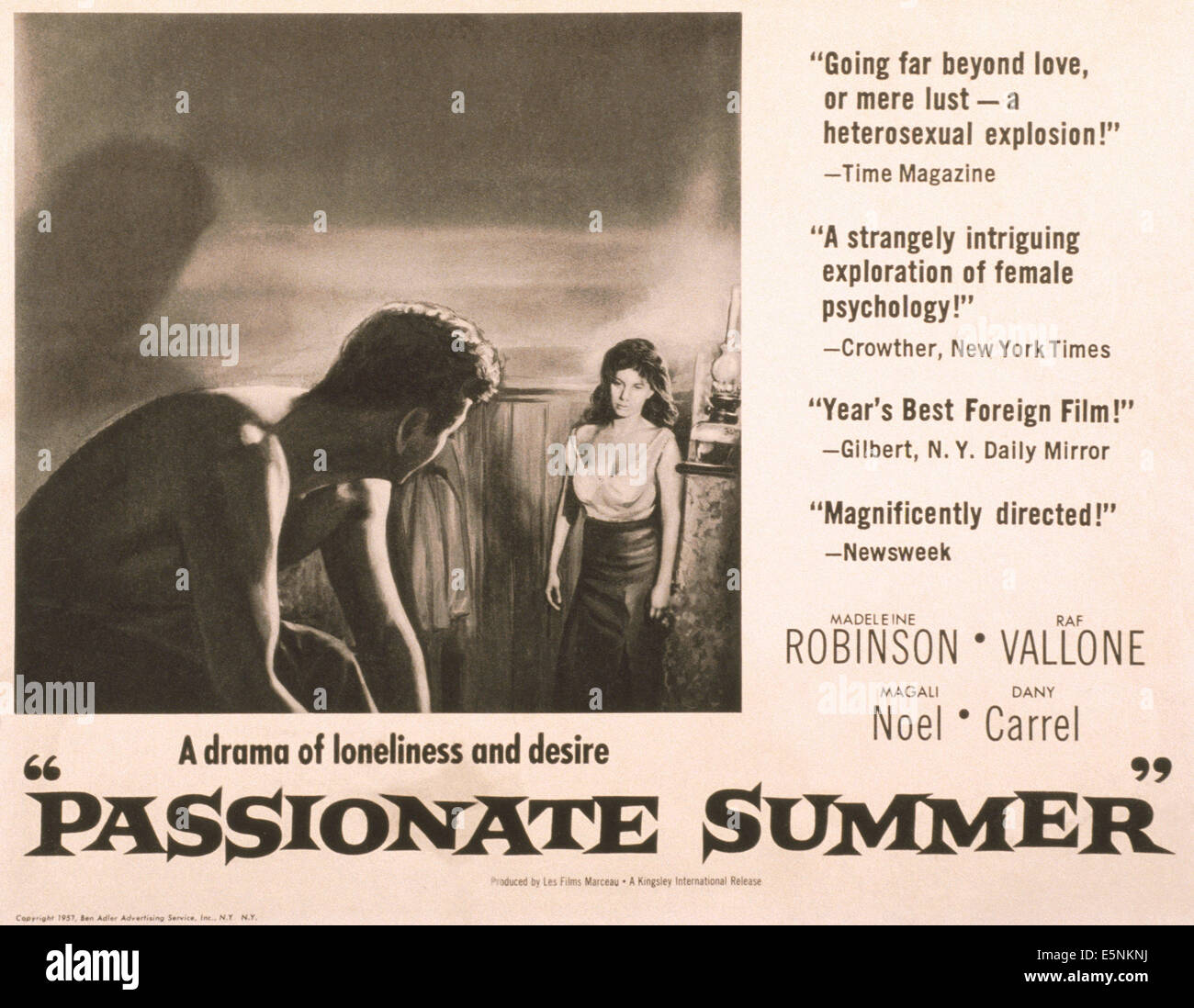 PASSIONATE SUMMER, (aka LES POSSEDEES), US poster, from left: Raf Vallone, Madeleine Robinson, 1956 Stock Photo