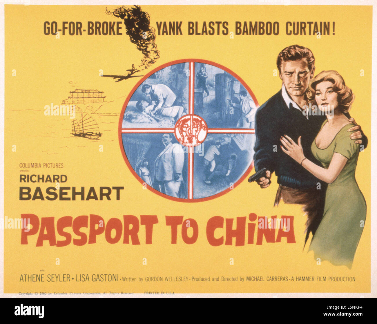 PASSPORT TO CHINA, (aka VISA TO CANTON), US poster, from left: Richard  Basehart, Lisa Gastoni, 1961 Stock Photo - Alamy