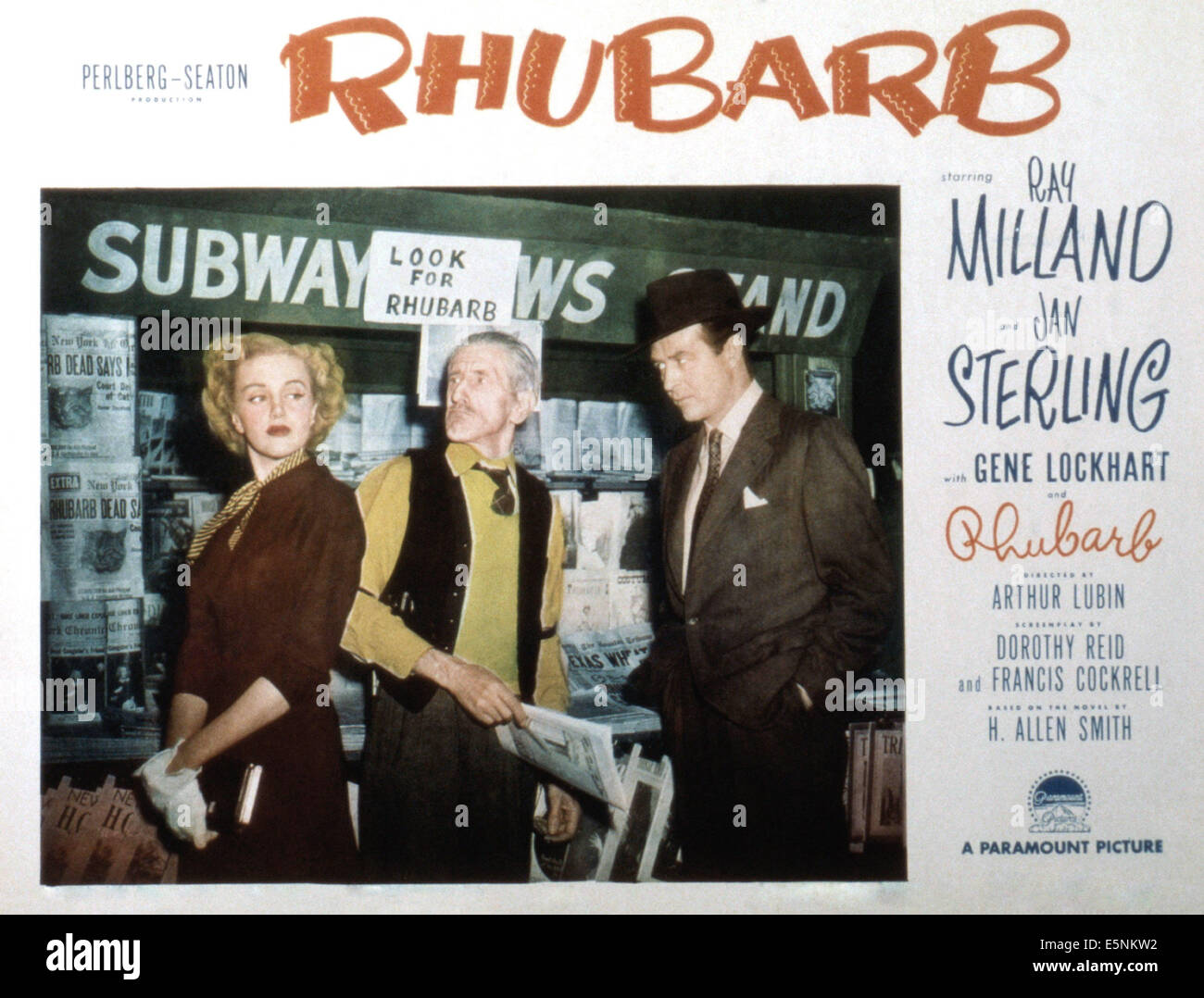 RHUBARB, Jan Sterling, Ray Milland, 1951 Stock Photo
