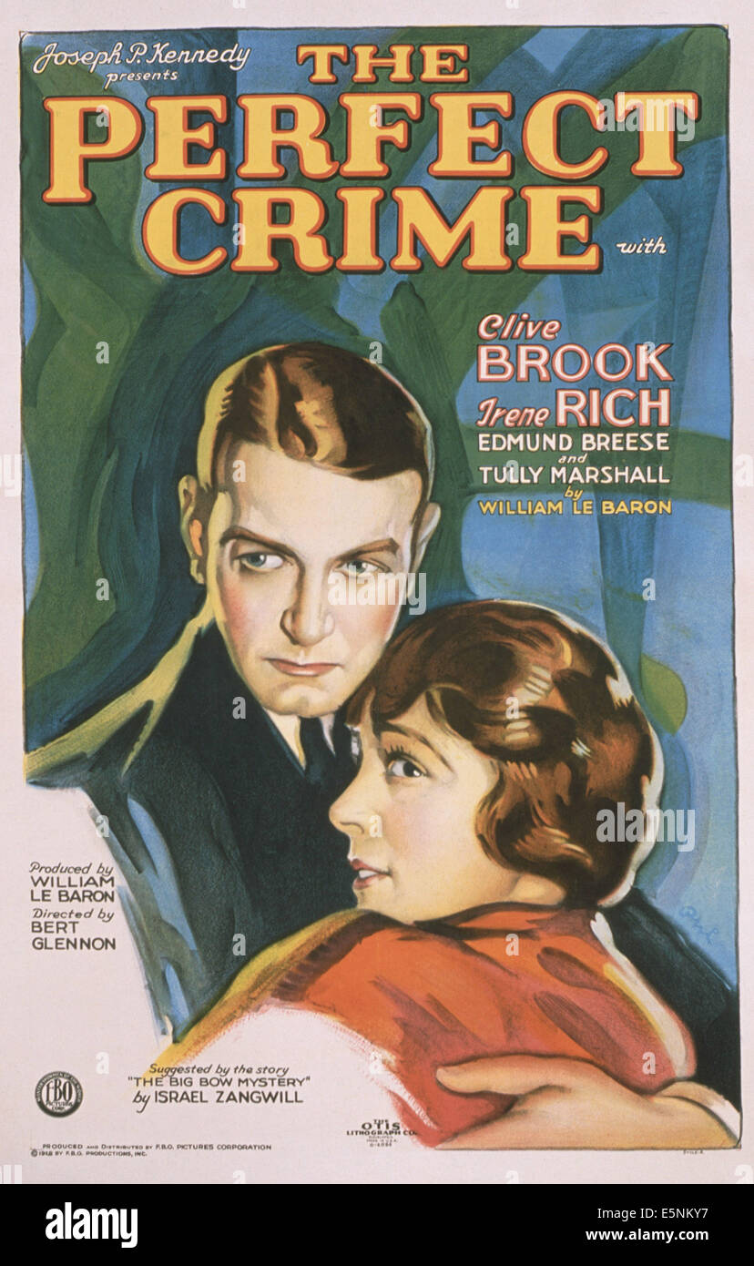 PERFECT CRIME, US poster, from left: Clive Brook, Irene Rich, 1928 Stock Photo