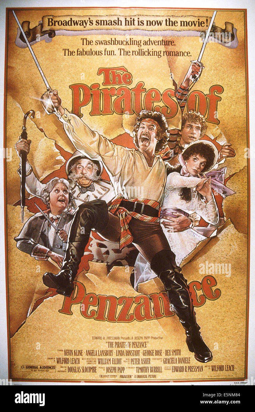 THE PIRATES OF PENZANCE, US poster, from left: Angela Lansbury, George Rose, Kevin Kline (front), Rex Smith (rear), Linda Stock Photo