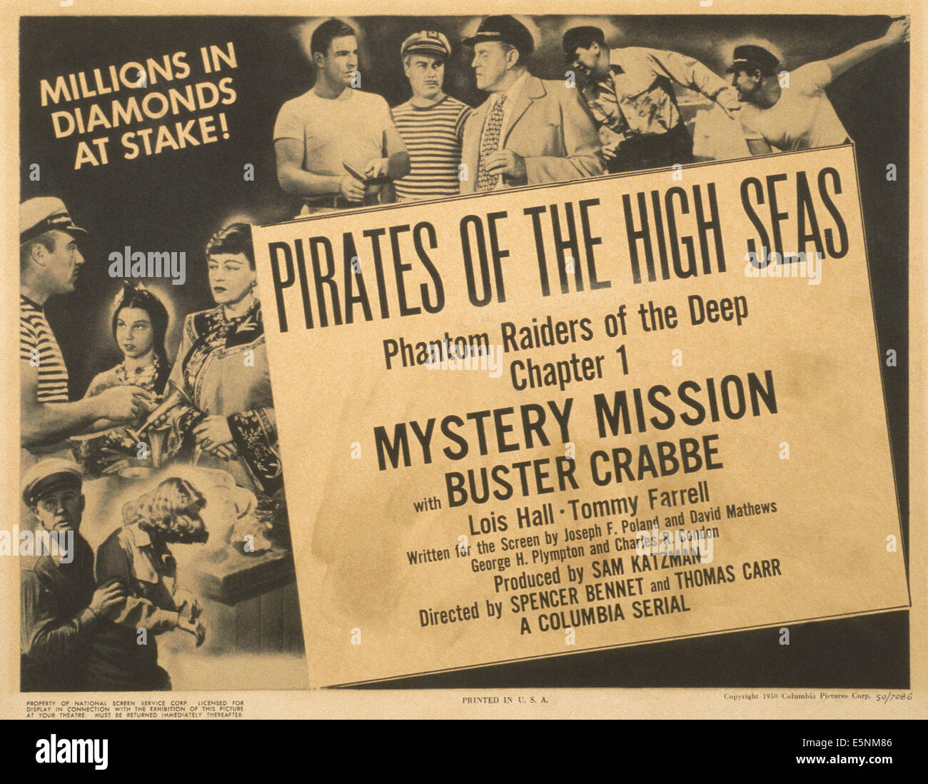 PIRATES OF THE HIGH SEAS, US poster, top from left: Buster Crabbe, Tristram coffin, Gene Roth, 1950 Stock Photo