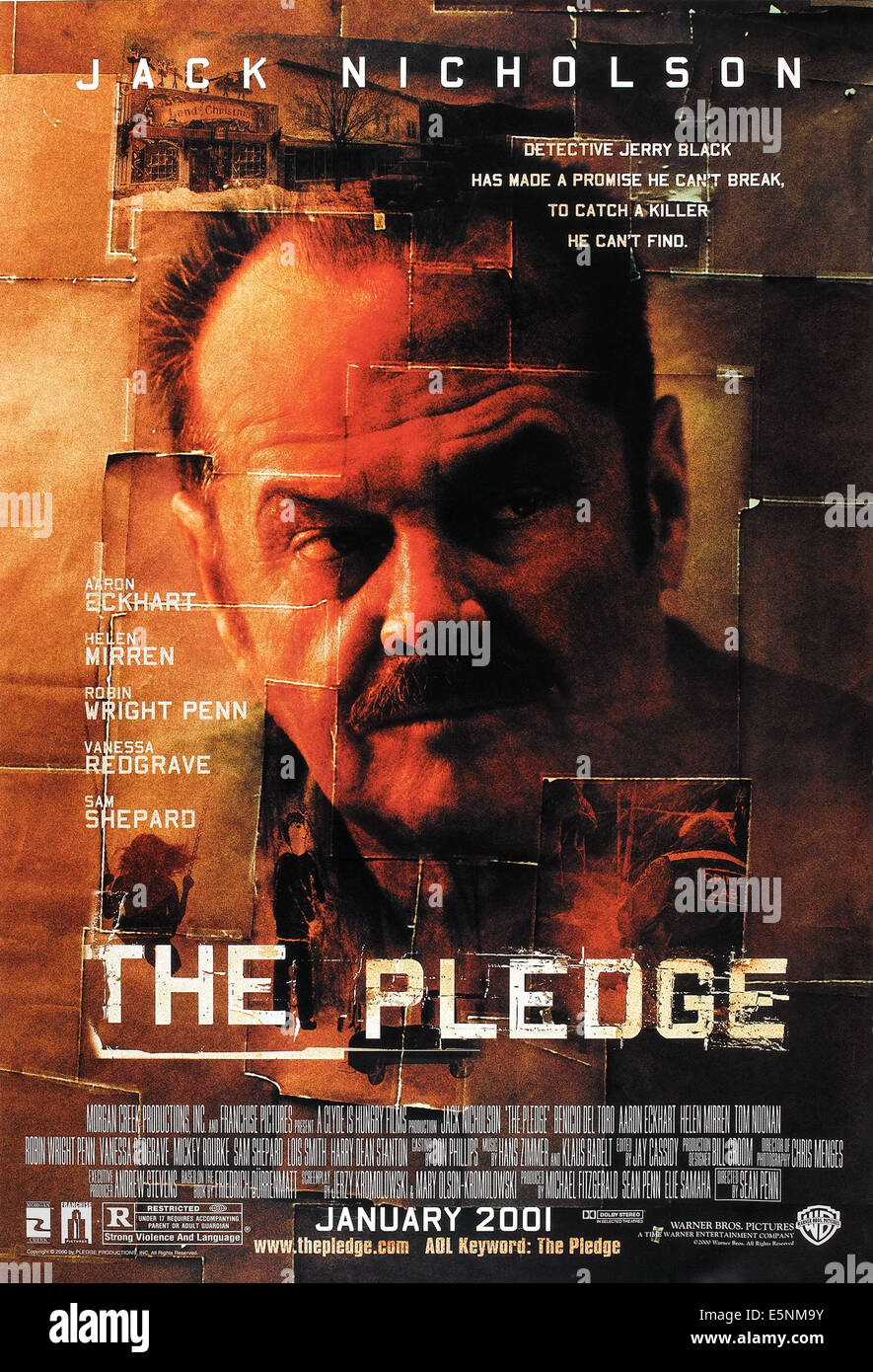 THE PLEDGE, US advance poster art, Jack Nicholson, 2001. ©Warner Bros./Courtesy Everett Collection Stock Photo