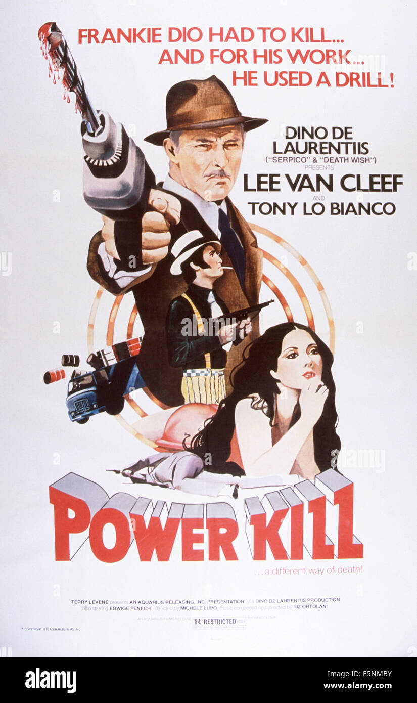 POWER KILL, (aka MEAN FRANK AND CRAZY TONY, aka DIO, SEI PROPRIO UN PADRETERNO!), US poster, from top: Lee Van Cleef, Tony Lo Stock Photo