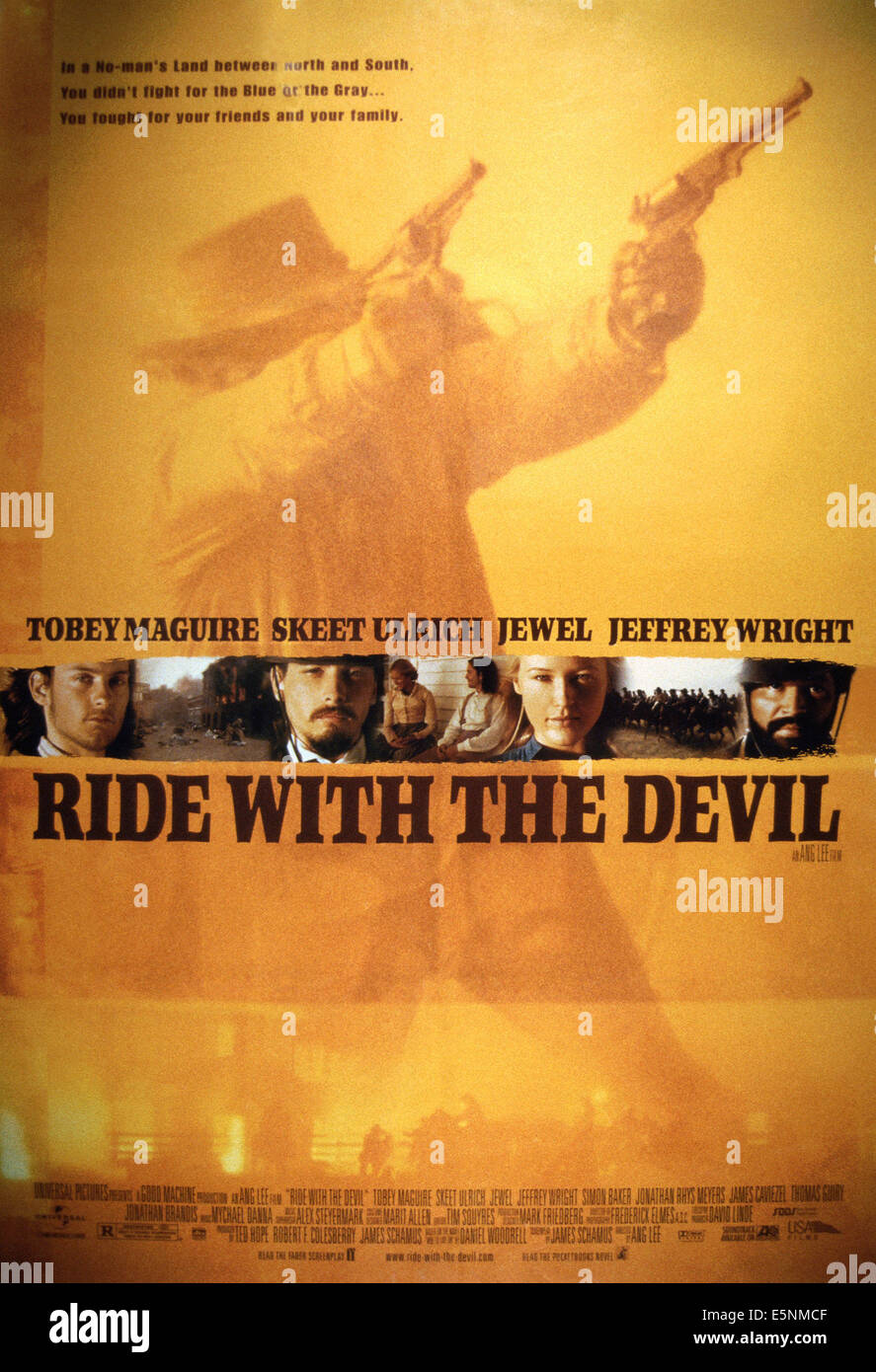 RIDE WITH THE DEVIL, US poster art, from left: Tobey Maguire, Skeet Ulrich, Jewel, Jeffrey Wright, 1999. ©USA Films/courtesy Stock Photo