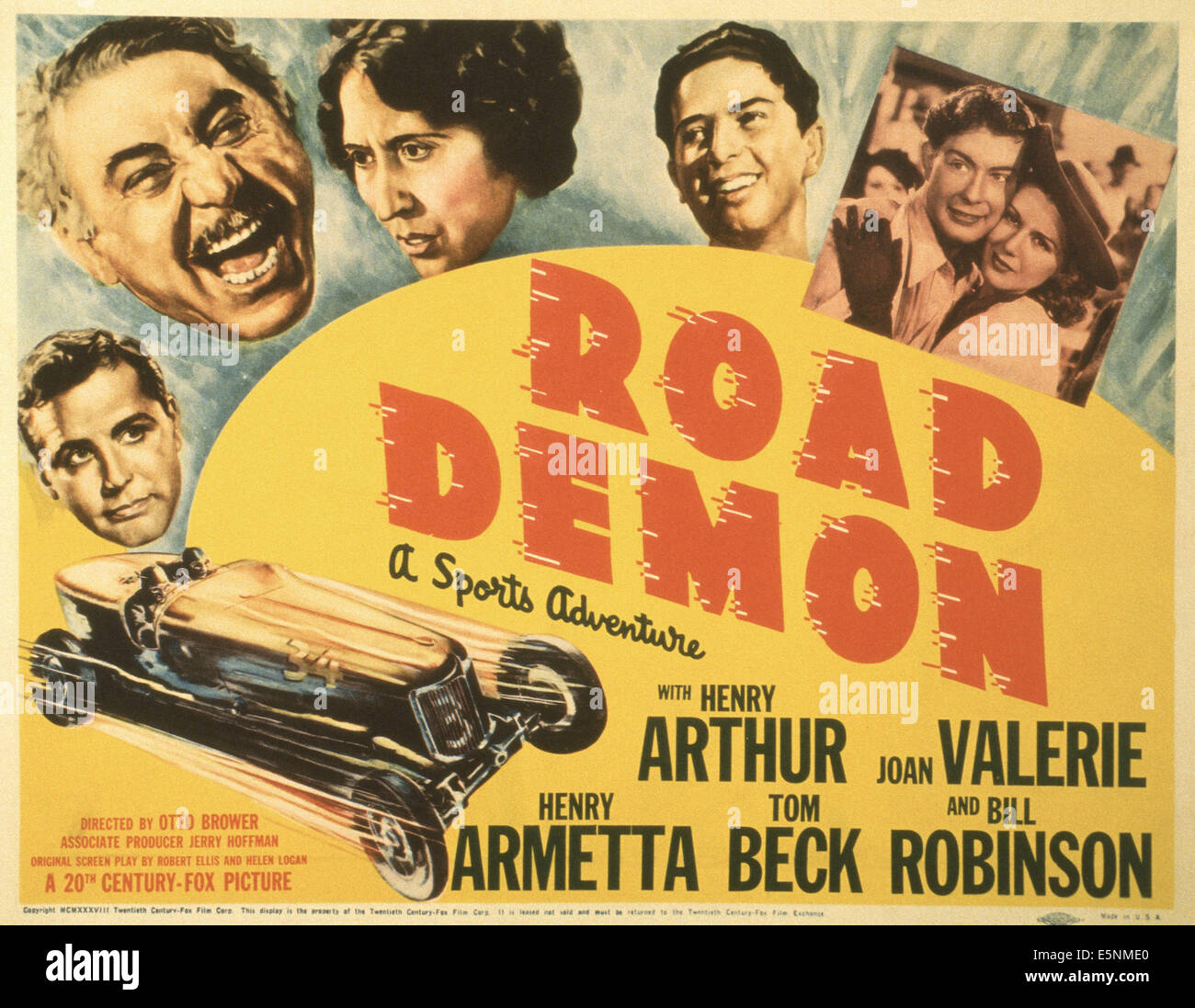 ROAD DEMON, US poster, from left: Henry Arthur, Henry Armetta, Inez Palange, thomas Beck, Henry Arthur, Joan Valerie, 1938, TM Stock Photo